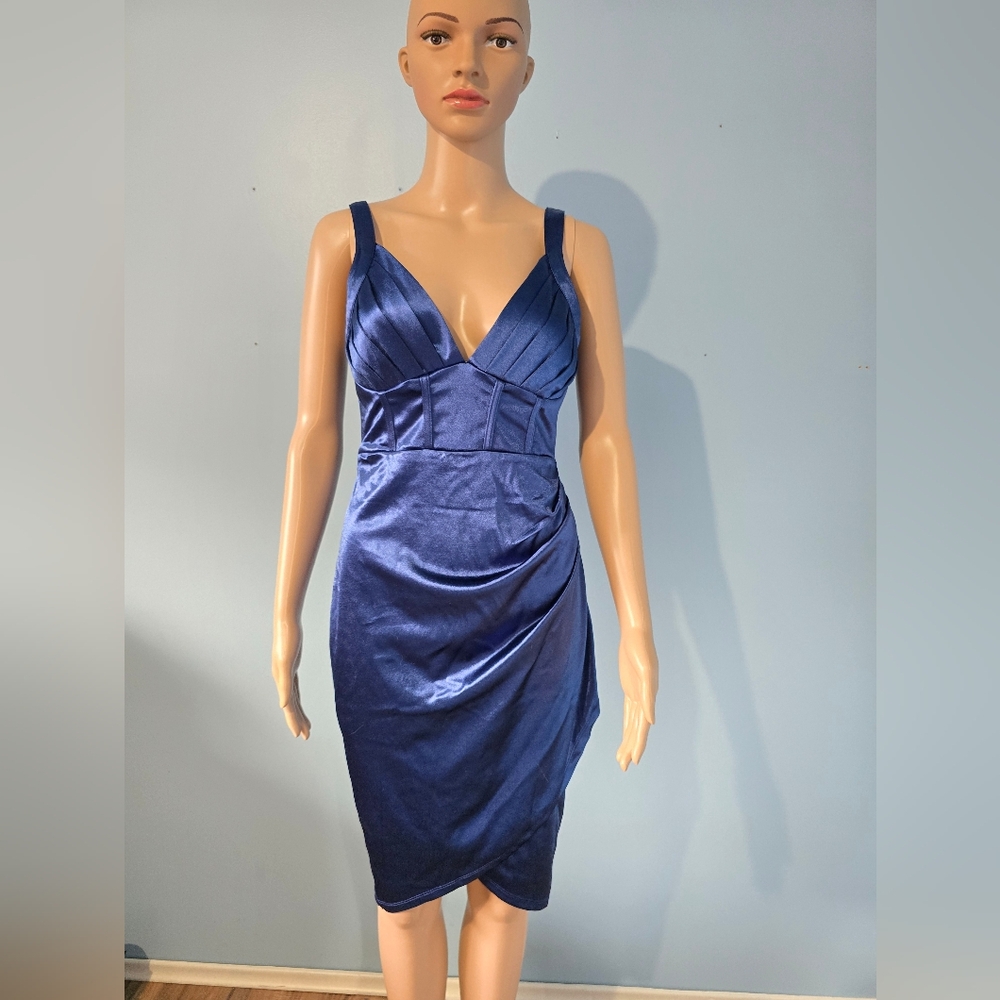 Elegant Blue Satin Dress